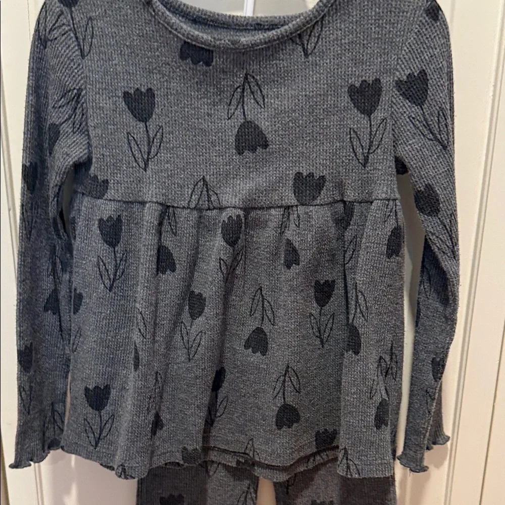 Carters Kids' Dark Gray Heart & Floral Thermal matching Set 4T
